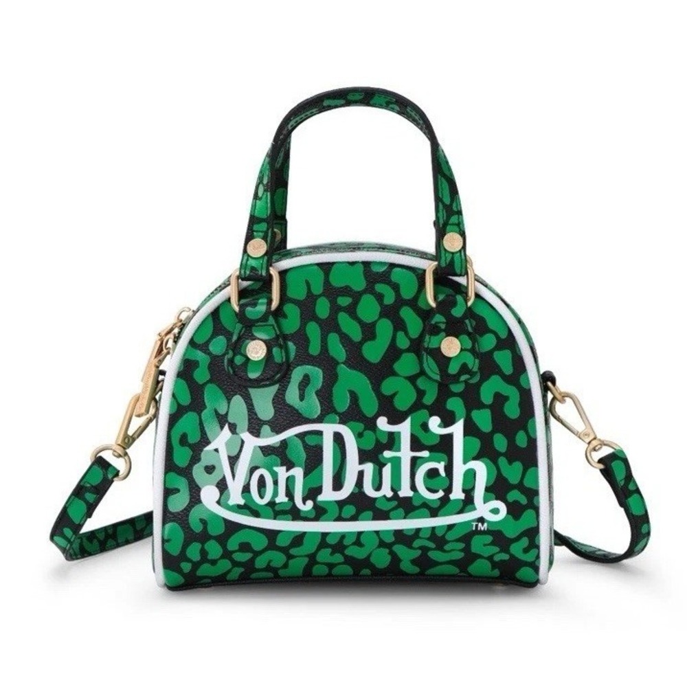 NEW VON DUTCH LIME GREEN CHEETAH PRINT BOWLNG BAG NEW WITH TAGS. No box.